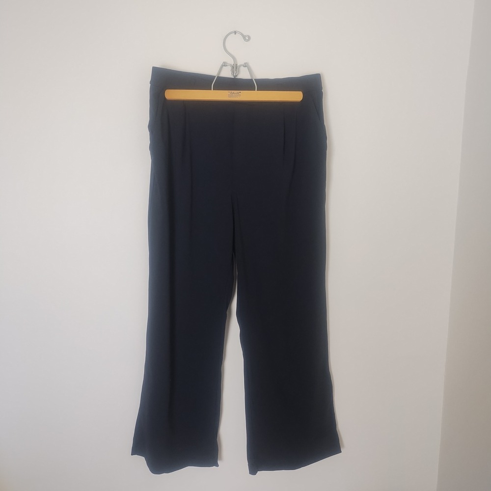 Halara Wide Leg Trousers Womens XL Black Pleated High Waist Workwear Minimalist